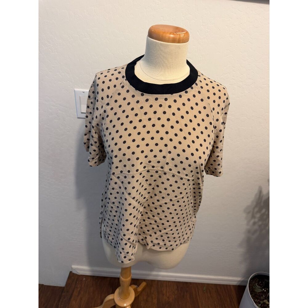 Madewell Cream & Black Polka Dot Silk Blend Top – Size M